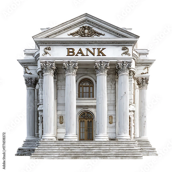 Obraz illustration of bank building on transparent background PNG