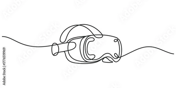 Fototapeta Continuous line drawing of a airtual reality headset