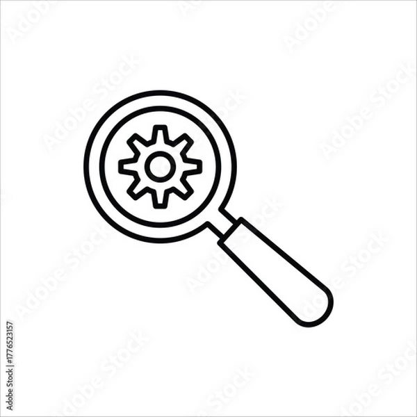Fototapeta Research icon. Concept of Business analysis in outline style. Vector Illustration for logo, emblem, and web design.  Isolated on white background.