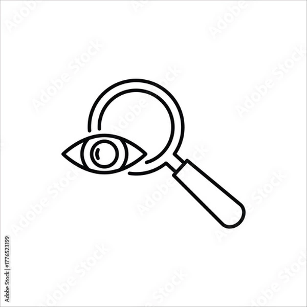 Fototapeta Research icon. Concept of Business analysis in outline style. Vector Illustration for logo, emblem, and web design.  Isolated on white background.