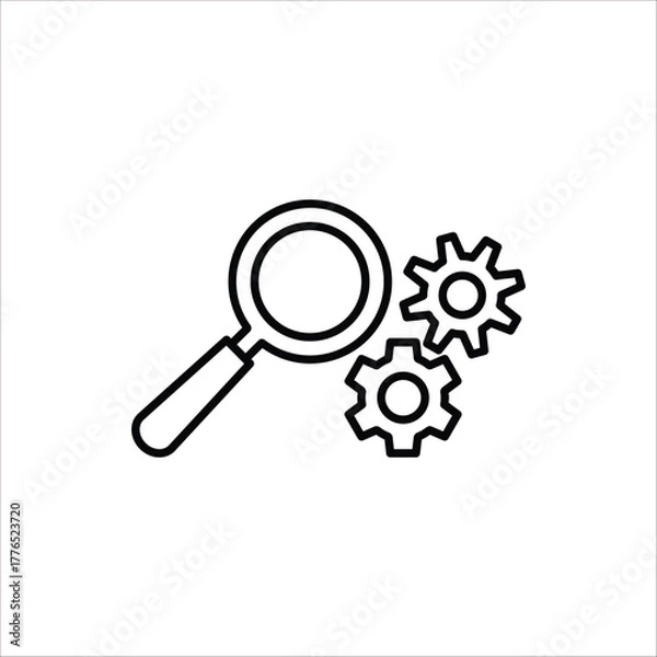 Fototapeta Research icon. Concept of Business analysis in outline style. Vector Illustration for logo, emblem, and web design.  Isolated on white background.