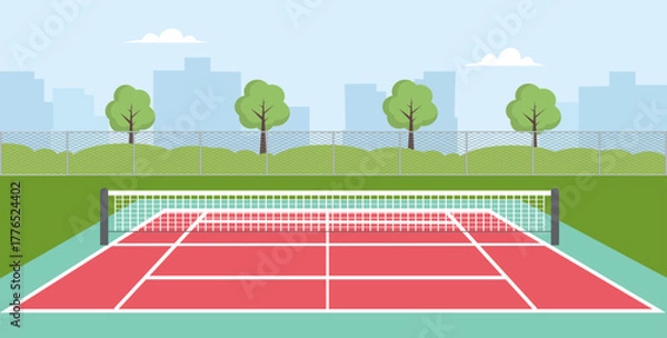 Fototapeta Empty tennis court ground with line frame scene Tennis field. Vector stock