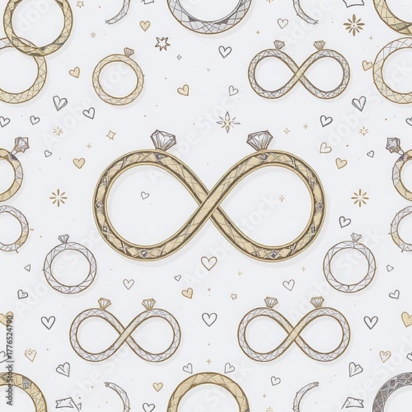 Fototapeta Rings or infinity symbol for commitment and long-term love vector icons illustration on white.