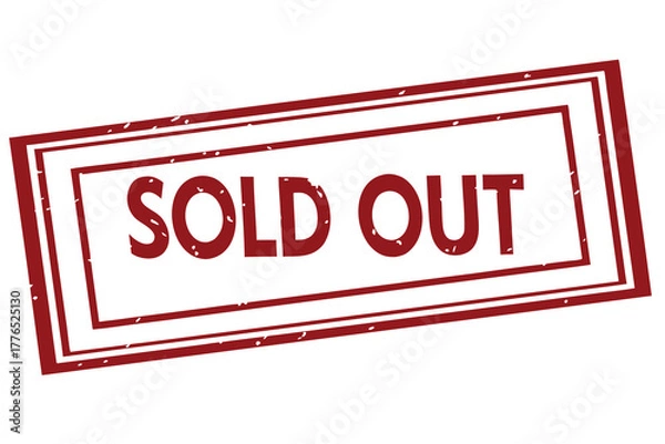 Fototapeta Impressively bold red sold out stamp indicates complete depletion of available stock currently