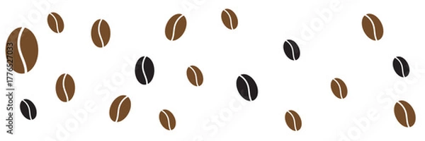 Fototapeta Horizontal seamless background with coffee beans. Vector.