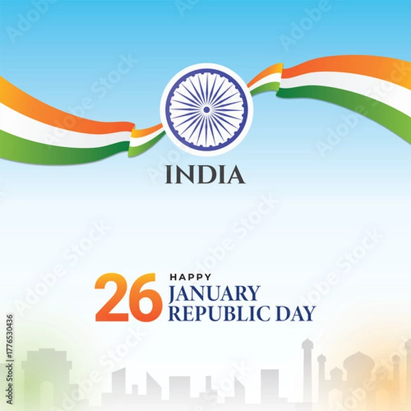 Obraz Republic Day, India, January 26, Social Media Creative Vector Design template