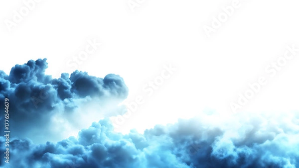 Fototapeta Dramatic Blue and White Clouds Against Background graphic design isolated on a transparent background