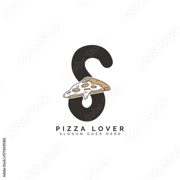 Fototapeta Letter S Pizza Logo Design. Alphabet S Pizza Concept Icon