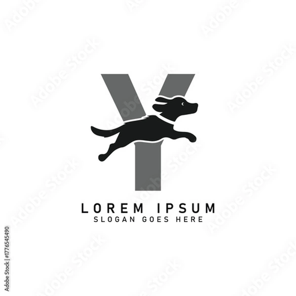 Fototapeta Initial Letter Y Dog Logo. Alphabet Y Dog Design vector illustration