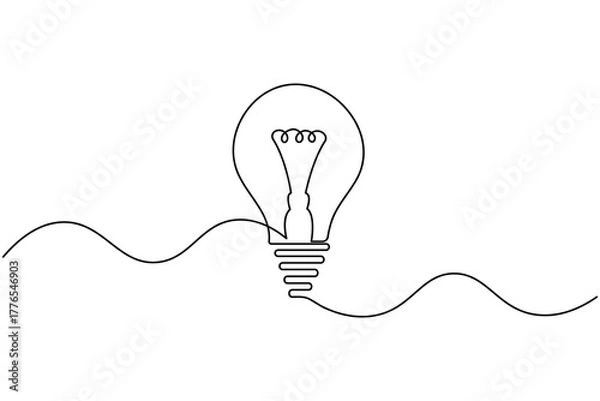 Obraz Light bulb icon continuous one line drawing minimalist outline vector illustration
