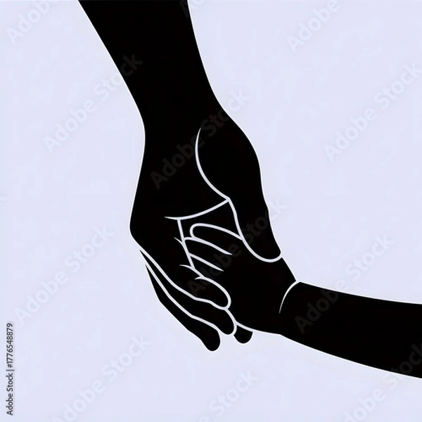 Fototapeta Gentle hand holding tiny fingers, symbolizing trust, care, and the protective bond between parent and child, a timeless connection.