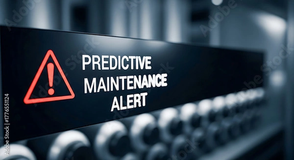 Fototapeta Red warning alert on dark panel predictive maintenance alert