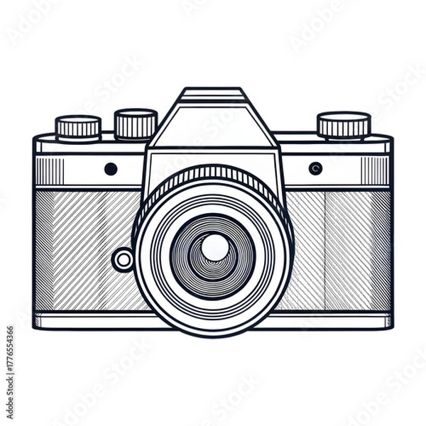 Fototapeta Vintage camera sketch isolated on transparent background