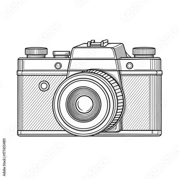 Fototapeta Vintage camera sketch isolated on transparent background
