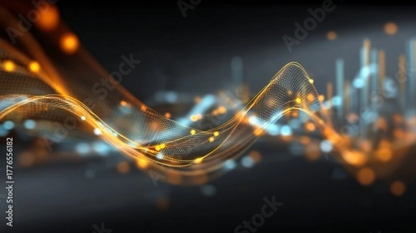 Obraz Abstract Digital Visualization with Waves and Lights