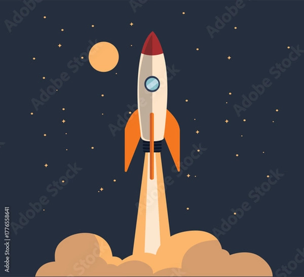 Fototapeta Rocket in space vector illustration