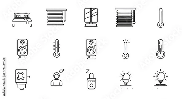 Fototapeta Promoting sleep quality a comfortable bed with smart home technology monitoring temperature for improving rest and creating a relaxing bedroom environment.