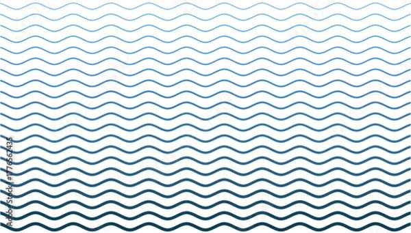 Obraz Blue wavy line seamless pattern background with gradient ocean wave design