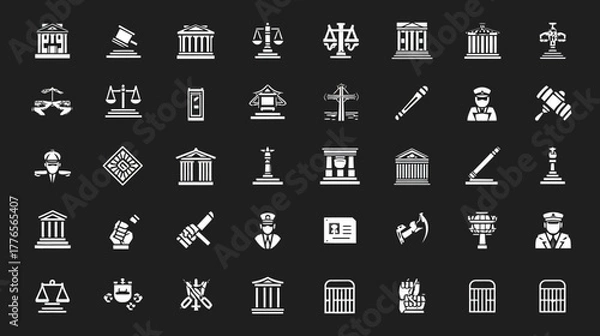 Obraz Legal and Justice Icons Representing Law and Order Concepts.