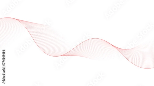 Fototapeta Elegant red wave design element isolated on white background for creative use