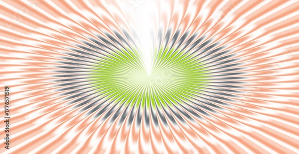 Fototapeta Abstract radial pattern with green and gray center on white background