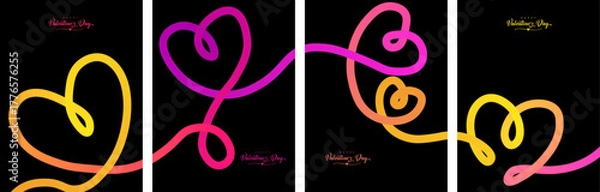 Fototapeta Love gradient heart shapes with a modern vector love poster design. Featuring vibrant gradients and romantic elements, perfect for Valentine’s Day cards, wedding invitations.