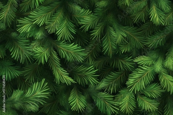 Fototapeta Fir tree background banner Christmas tree branches green texture no decorations