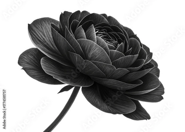 Fototapeta Black flower isolated on white background, png with transparency 2
