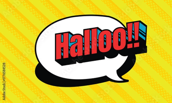 Fototapeta abstract comic background with line and dot halftone, speech bubble element 