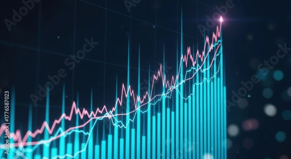 Fototapeta Captivating Financial Growth Chart Displaying Bull Market Trends and Investment Opportunities with Rising Stock Prices and Economic Prosperity in a Dynamic Market Environment