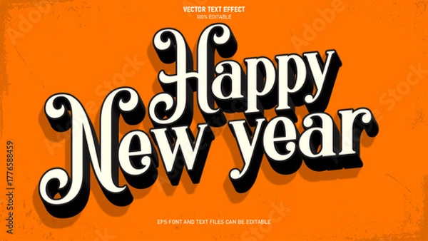 Fototapeta Happy new year 3d style text effect