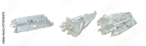 Fototapeta White plastic internal printer chassis parts isolated on transparent