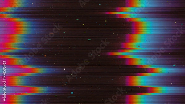 Obraz Colorful VHS Glitch Screen Effect. Abstract Technology Vector Background in Retro Style