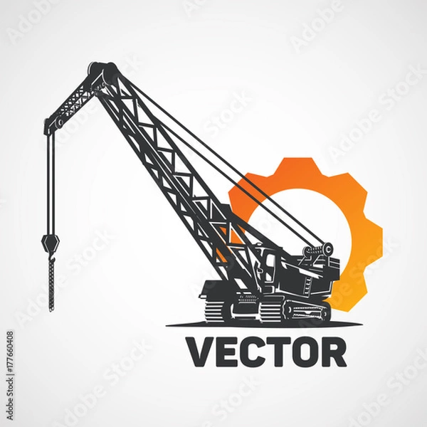 Fototapeta Crawler Construction Crane and gear.
