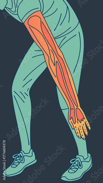Obraz Human arm anatomy illustration with thermal imaging effect  
