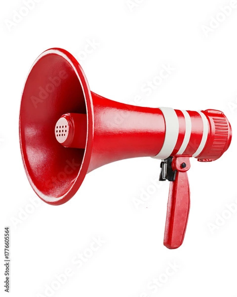 Fototapeta Red megaphone isolated on white background for announcement or marketing