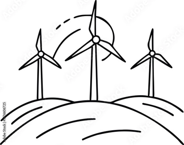 Obraz wind turbines on green grass