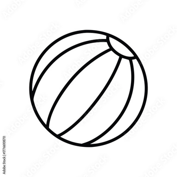 Fototapeta Simple Line Art Illustration of a Beach Ball Ready for Summer Fun