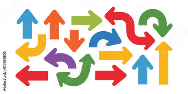 Fototapeta Assorted Arrows Pointing in Various Directions a Colorful and Diverse Visual Representation