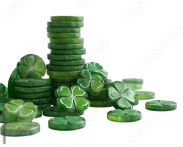 Obraz Irish coin for St Patrick day, transparent background