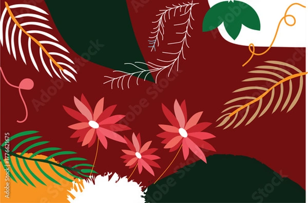 Obraz Abstract geometric composition with vibrant color accents and bold typography elements