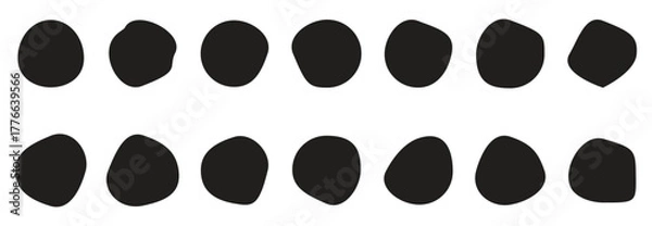 Fototapeta Abstract organic blob shape set. Random blob circles, liquid organic amoeba, different drops in modern style. 