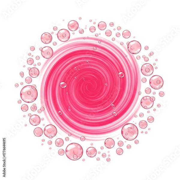Obraz Abstract pink swirl with bubbles isolated on transparent background