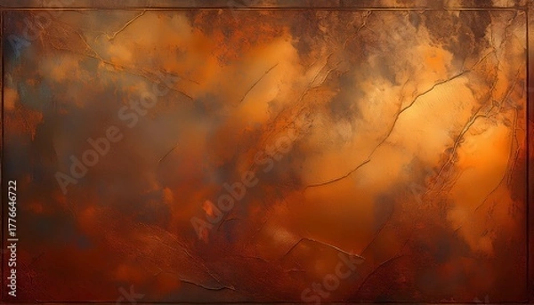 Obraz grunge aged copper texture worn old antique bronze rust metal tarnish abstract background