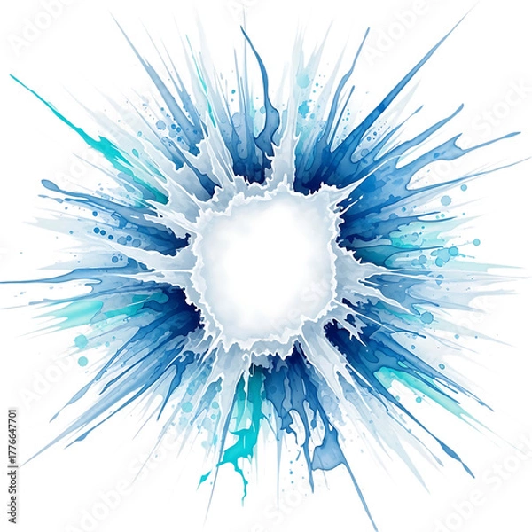 Fototapeta Abstract blue watercolor splash explosion isolated on transparent background