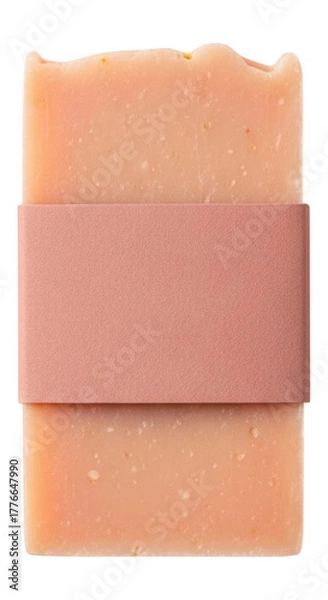 Obraz Handmade Natural Soap Bar with Pink Paper Band