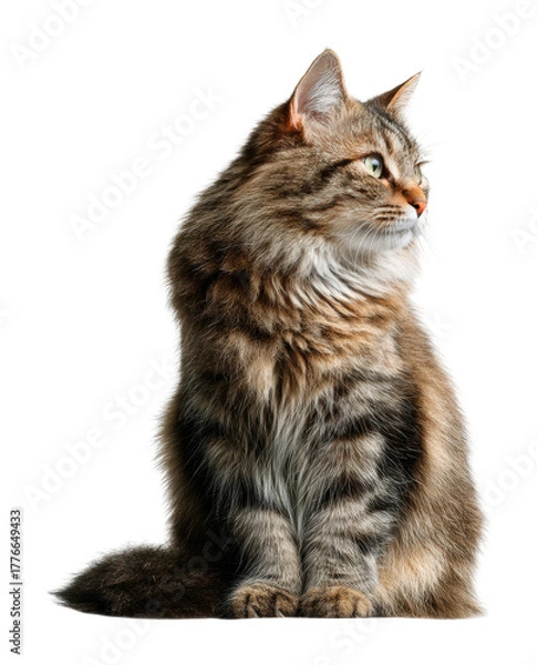 Obraz Elegant tabby cat portrait animal isolated on transparent background