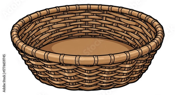 Fototapeta Woven basket illustration cozy empty container
