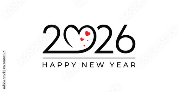 Fototapeta 2026 Happy New Year. 2026 Love Logo Design. 2026 Happy New Year vector Logo Design.