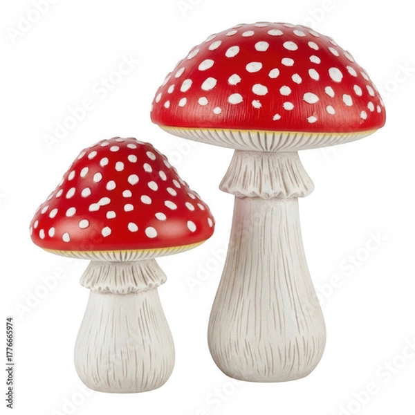 Obraz Red White Fly Agaric Mushrooms Isolated on Transparent